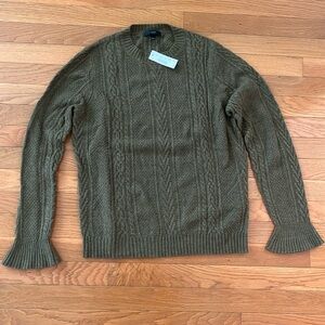 J.Crew new with tag cable knit crewneck sweater with ruffle sleeve